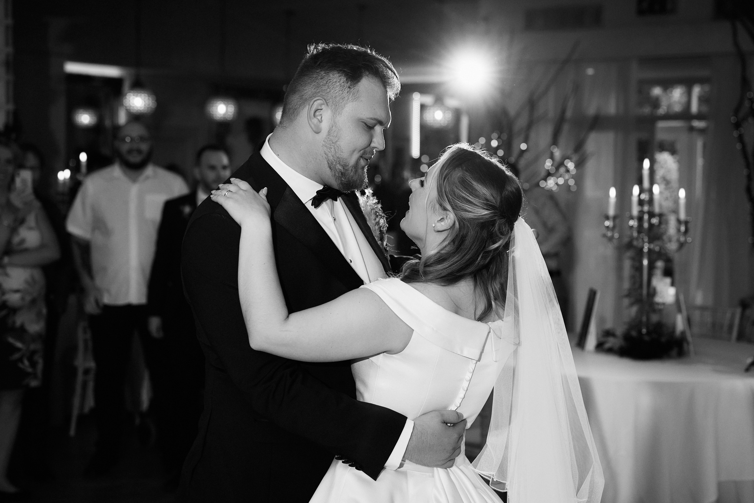 A couple having their first dance at their wedding.