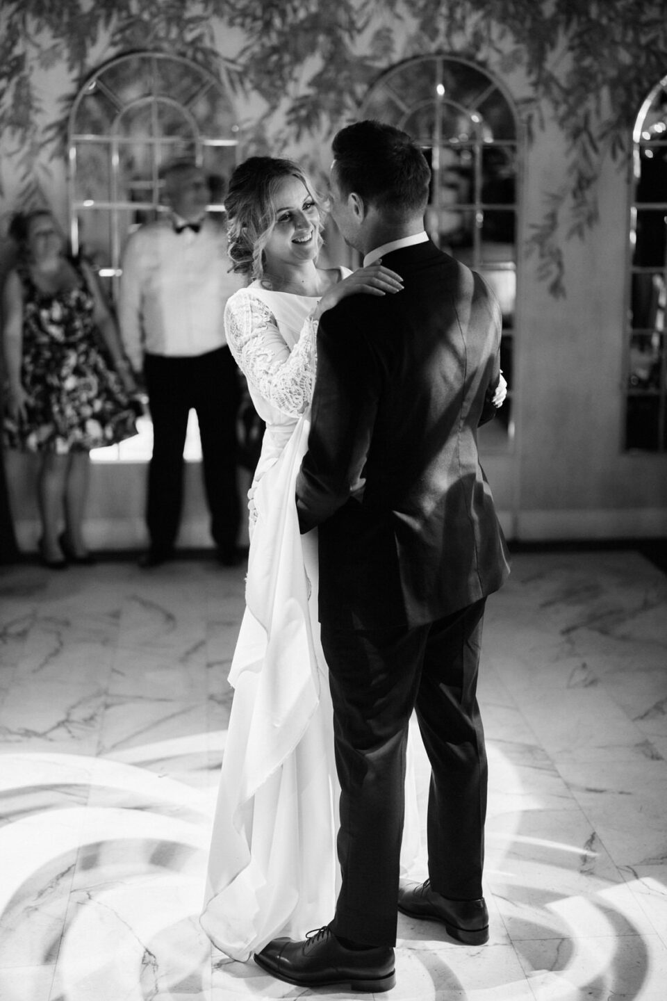 A couple having their first dance after getting married.