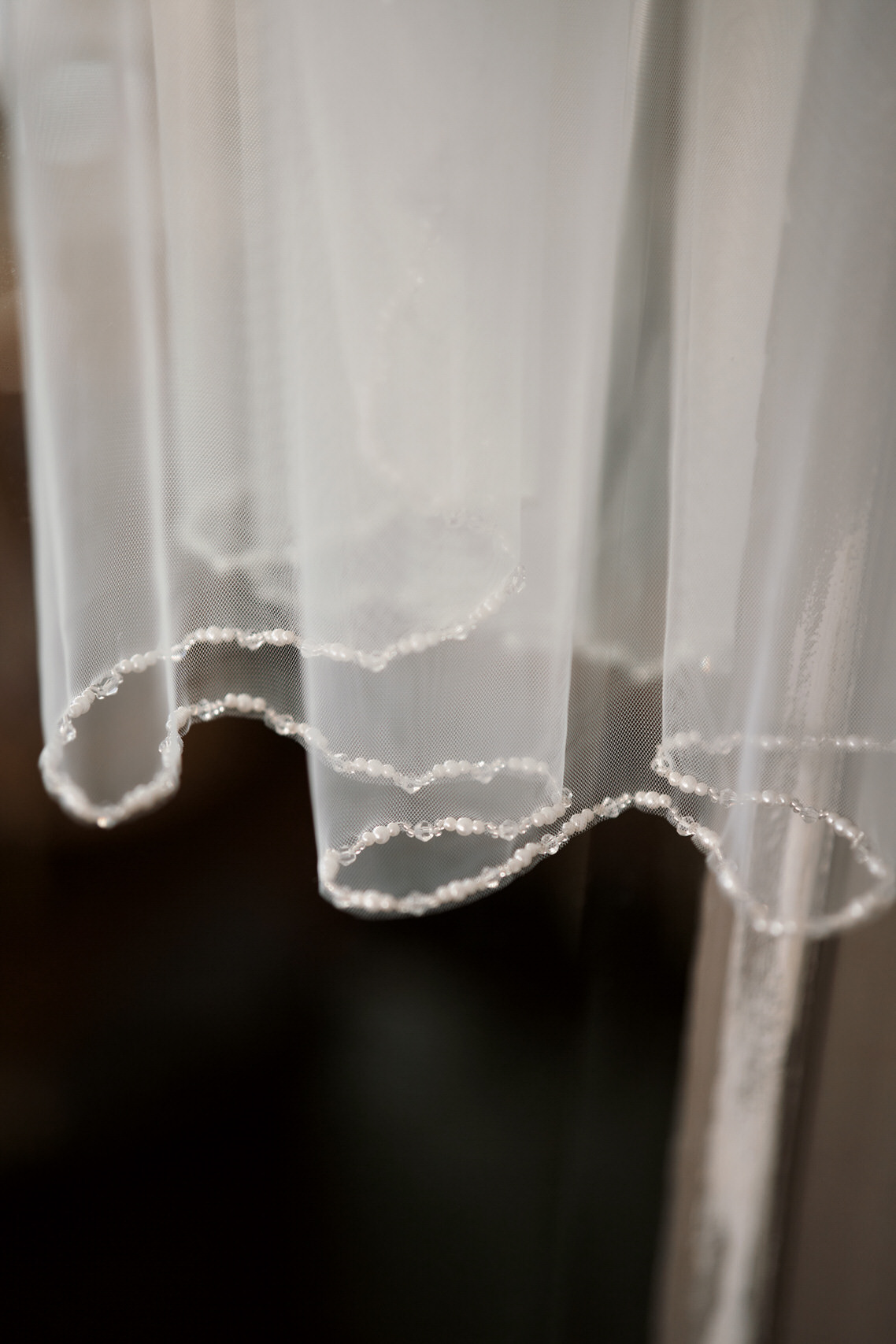 A detailed look at a white veil.